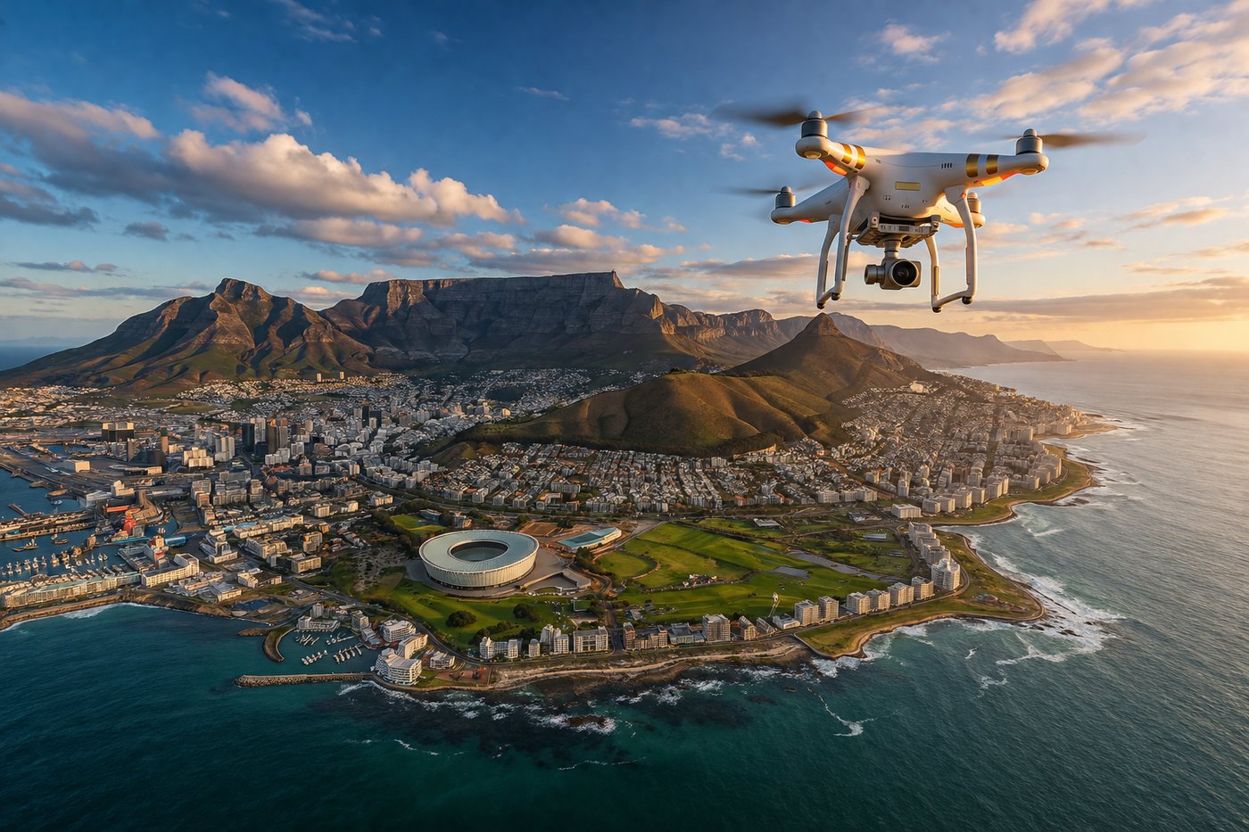 Aerial photography drone over Cape Town